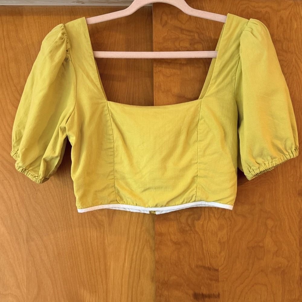 Tularosa Revolve Crop Gold Puff Sleeve Top size Small Y2K Cottagecore
